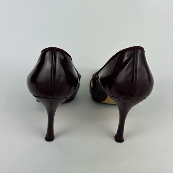 Manolo Blahnik Vintage Campari Burgundy Pointed Toe Mary Jane Heels Size 39.5 - Picture 8 of 12